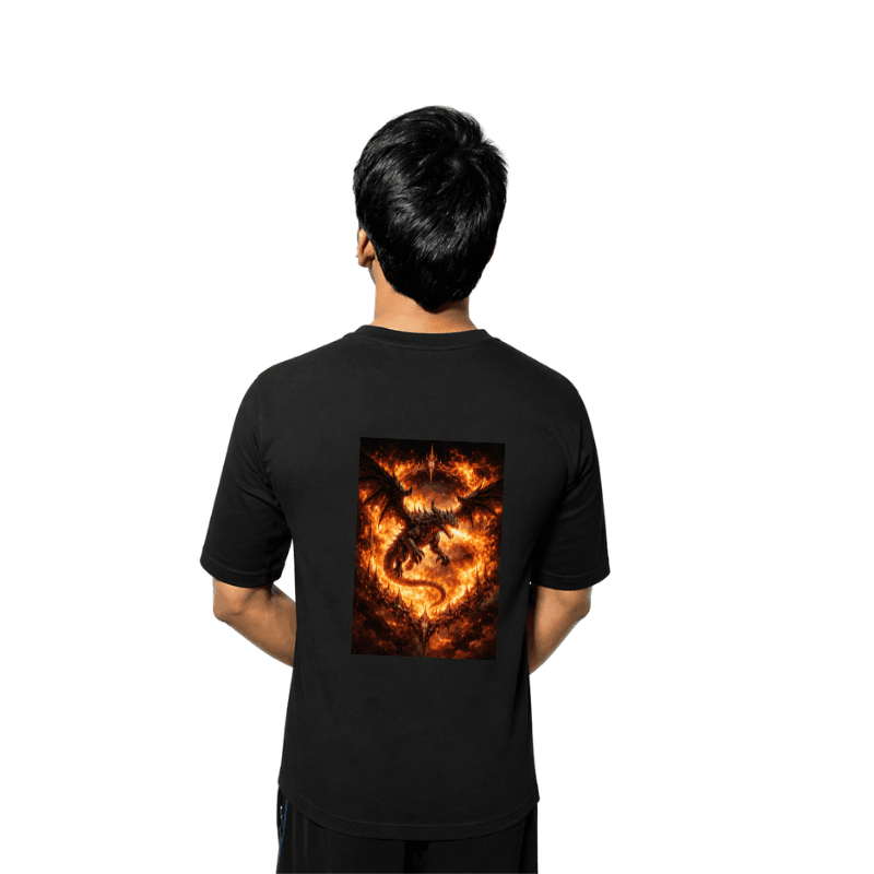 Inferno Dragon Black oversized T-shirt 