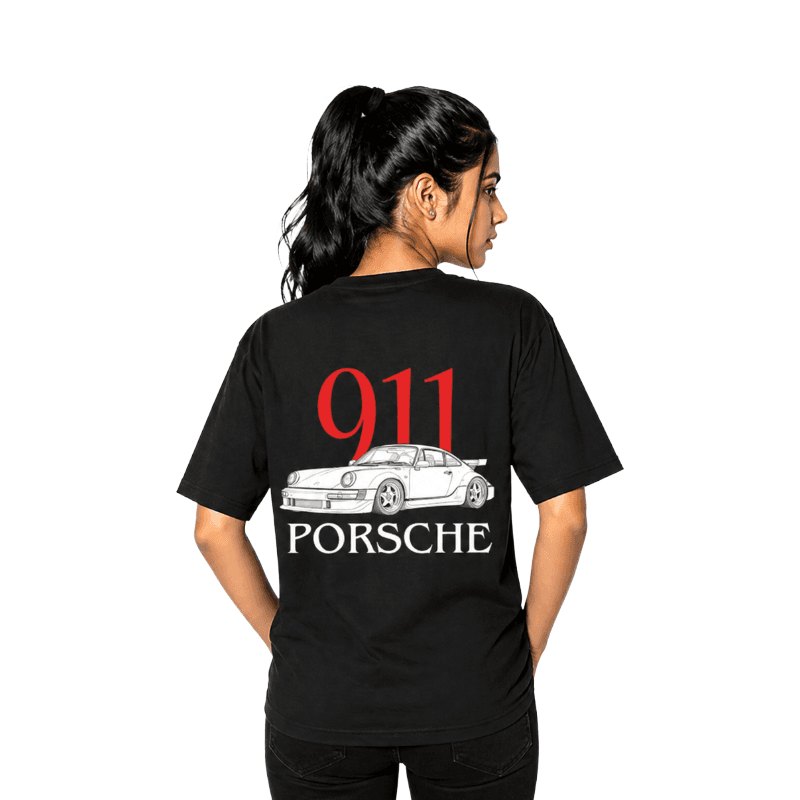 911 Midnight Machine Black Oversized T- shirts