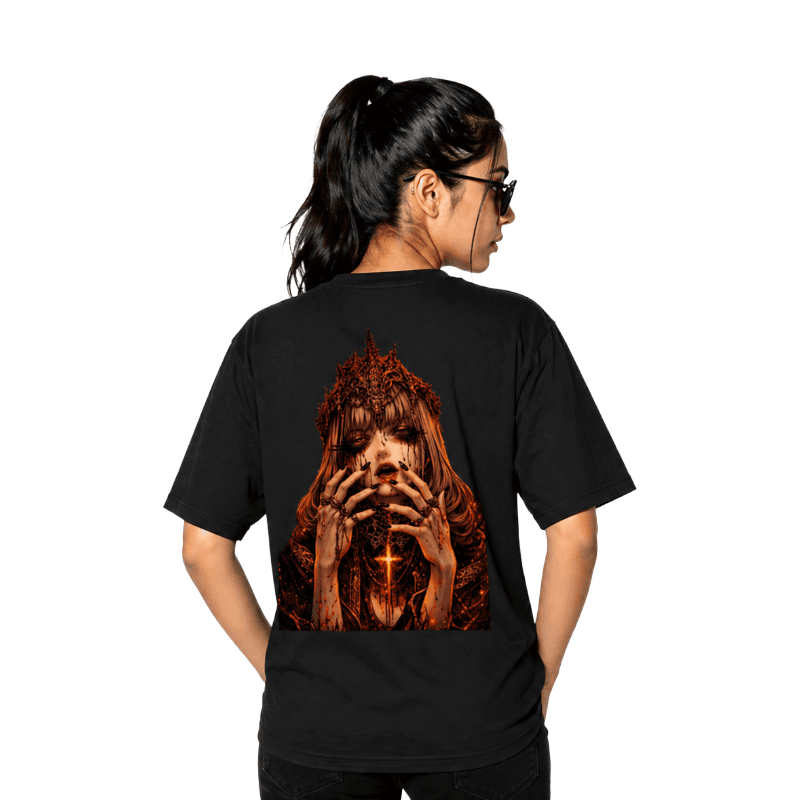 Crimson Divine Black Oversized T- shirts