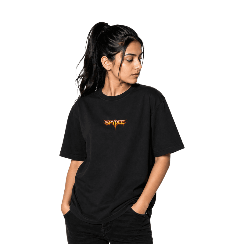 Crimson Divine Black Oversized T- shirts 2