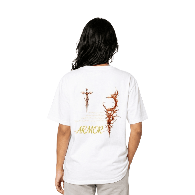 Divine Armor Sigil White Oversized T- shirts