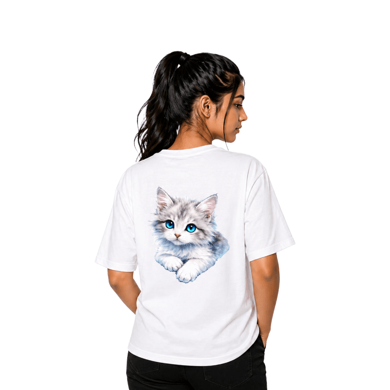 Blue-Eyed Innocence White Oversized T- shirts