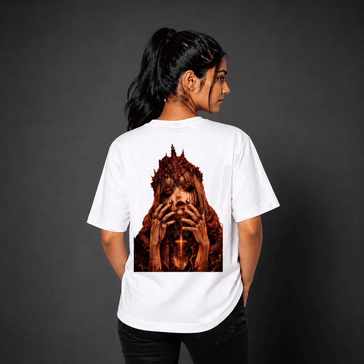 Crimson Divine White Oversized T- shirts